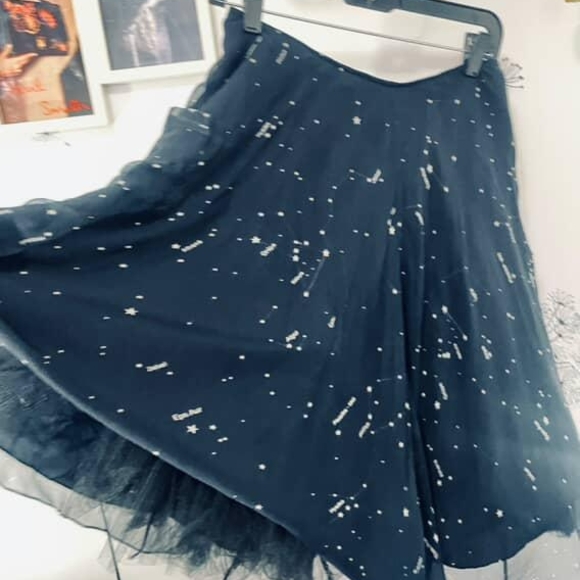 Morgane Le Fay Blue and White Skater Midi Skirt - Picture 2 of 5